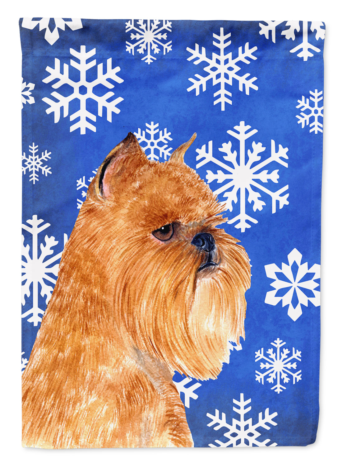 Brussels Griffon Winter Snowflakes Holiday Flag Canvas House Size  the-store.com.
