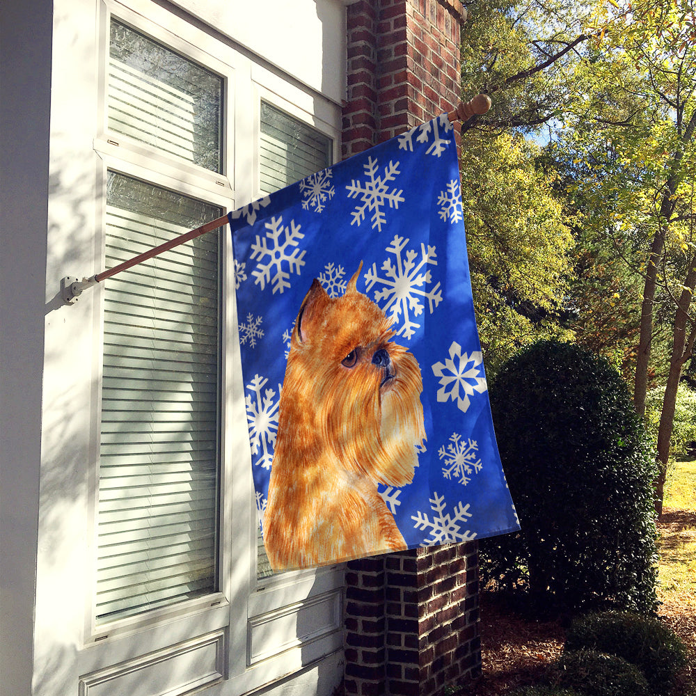 Brussels Griffon Winter Snowflakes Holiday Flag Canvas House Size  the-store.com.