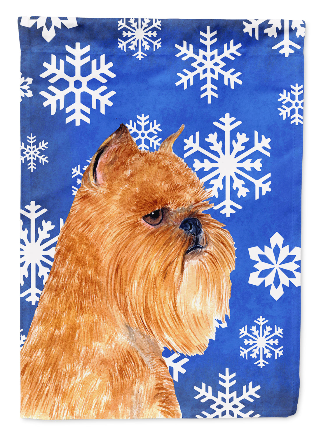 Brussels Griffon Winter Snowflakes Holiday Flag Garden Size.