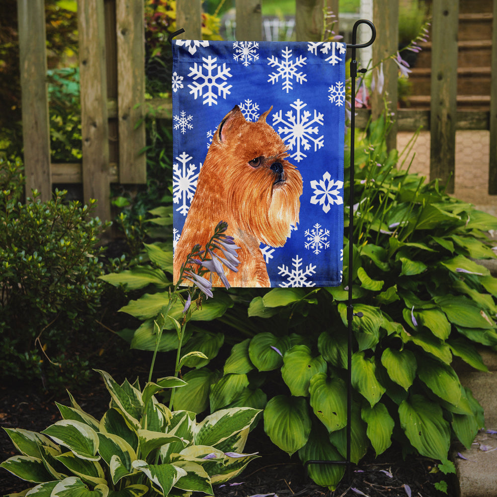 Brussels Griffon Winter Snowflakes Holiday Flag Garden Size.