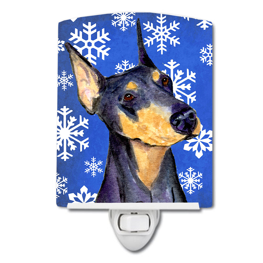 Doberman Winter Snowflakes Holiday Ceramic Night Light SS4633CNL - the-store.com