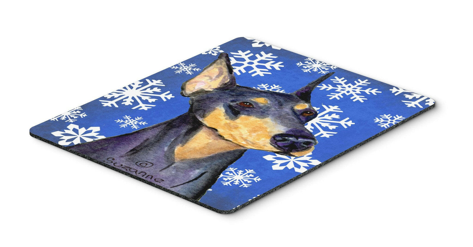 Doberman Winter Snowflakes Holiday Mouse Pad, Hot Pad or Trivet by Caroline's Treasures