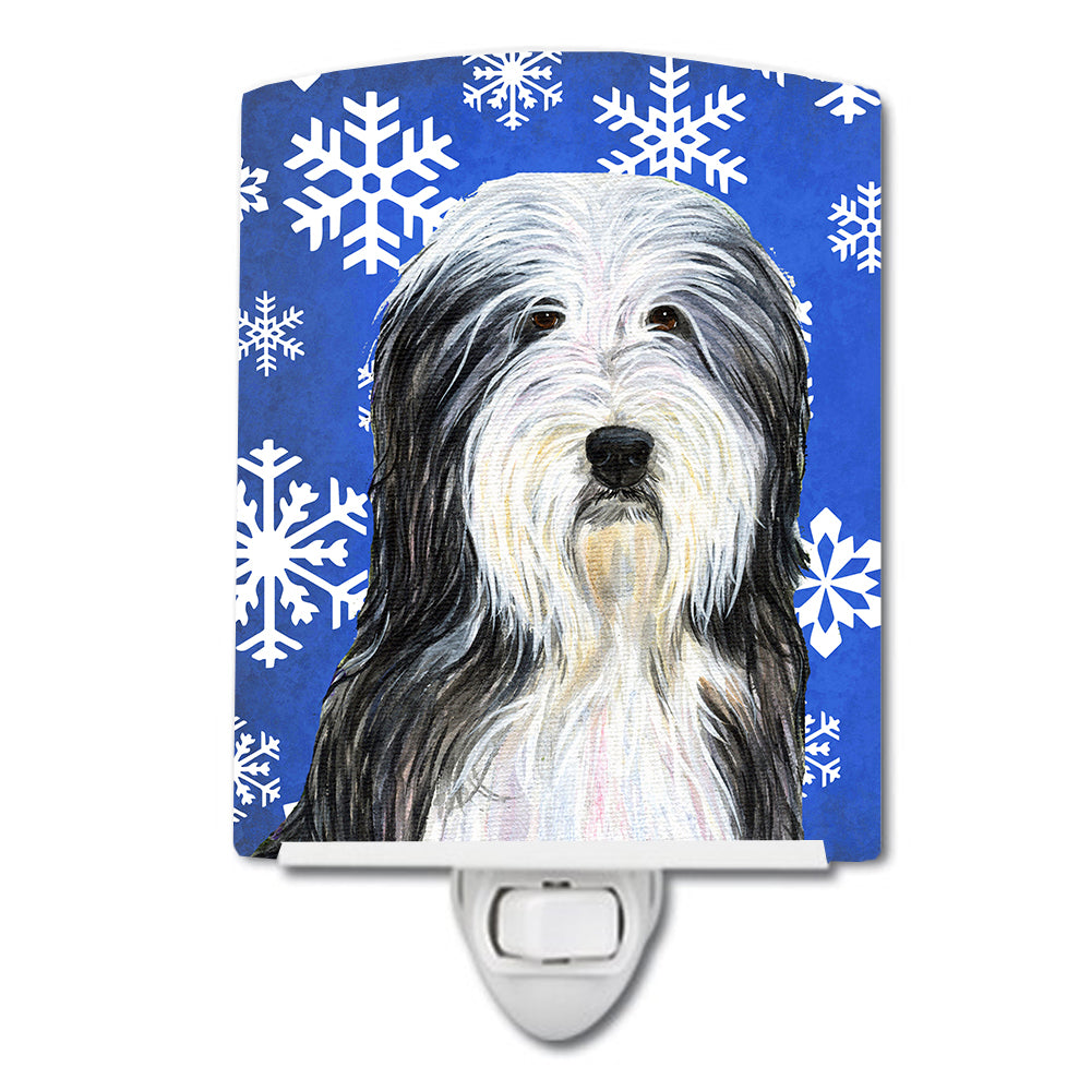 Bearded Collie Winter Snowflakes Holiday Ceramic Night Light SS4635CNL - the-store.com