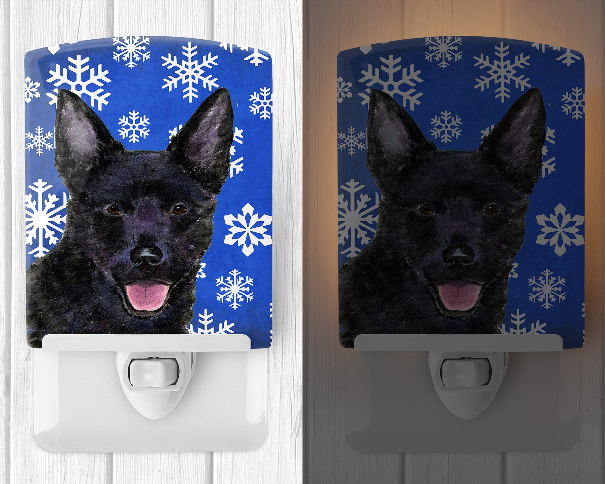 Australian Kelpie Winter Snowflakes Holiday Ceramic Night Light SS4636CNL - the-store.com