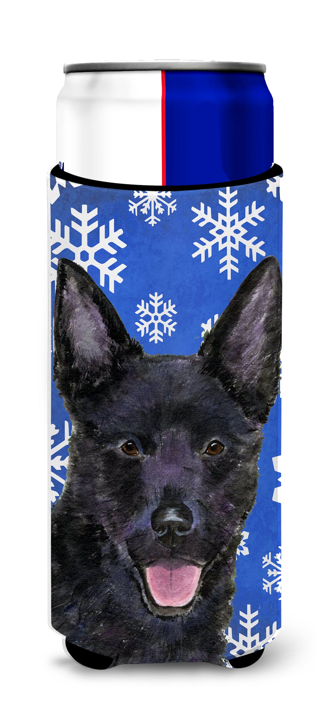 Australian Kelpie Winter Snowflakes Holiday Ultra Beverage Insulators for slim cans SS4636MUK.