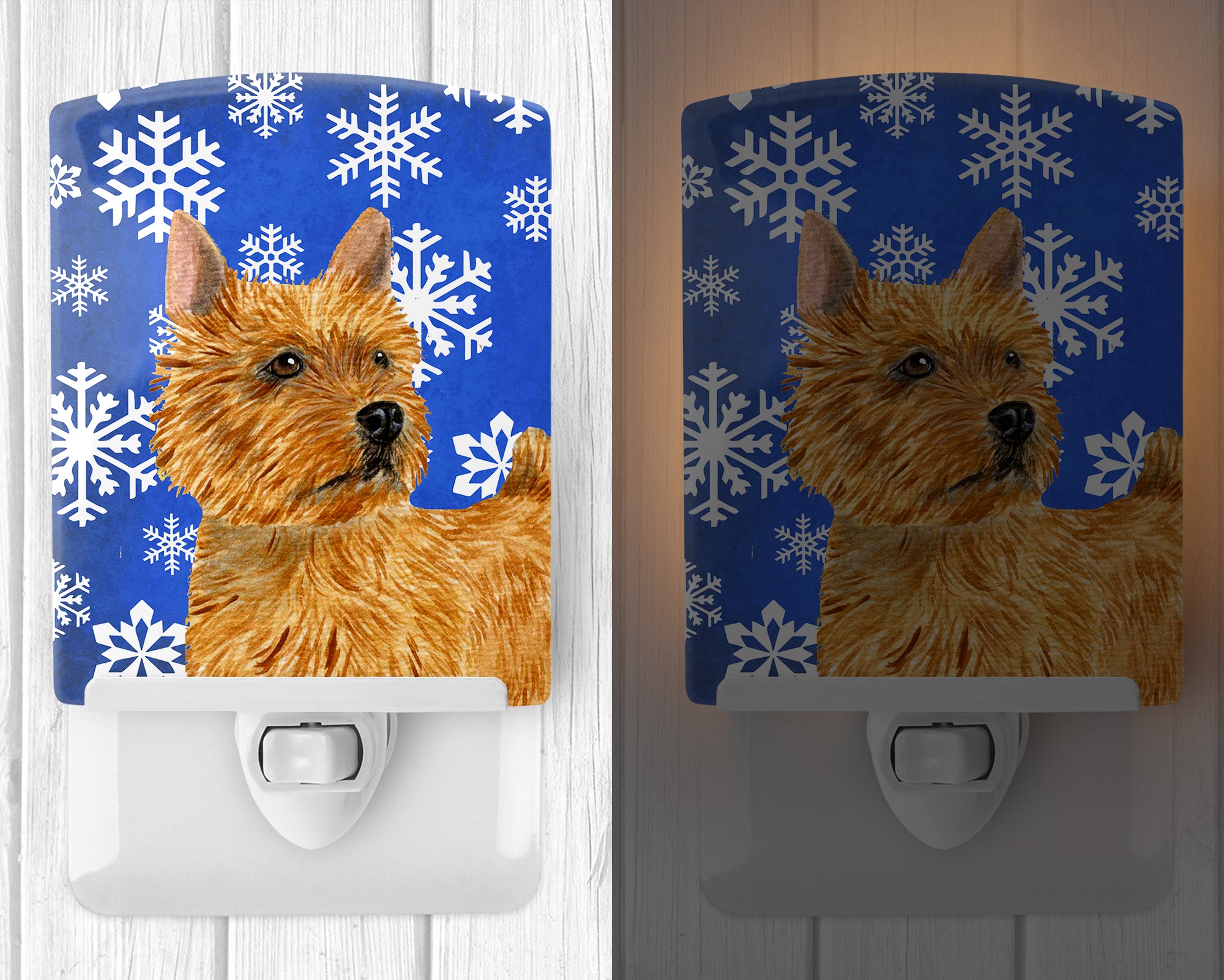 Norwich Terrier Winter Snowflakes Holiday Ceramic Night Light SS4637CNL - the-store.com