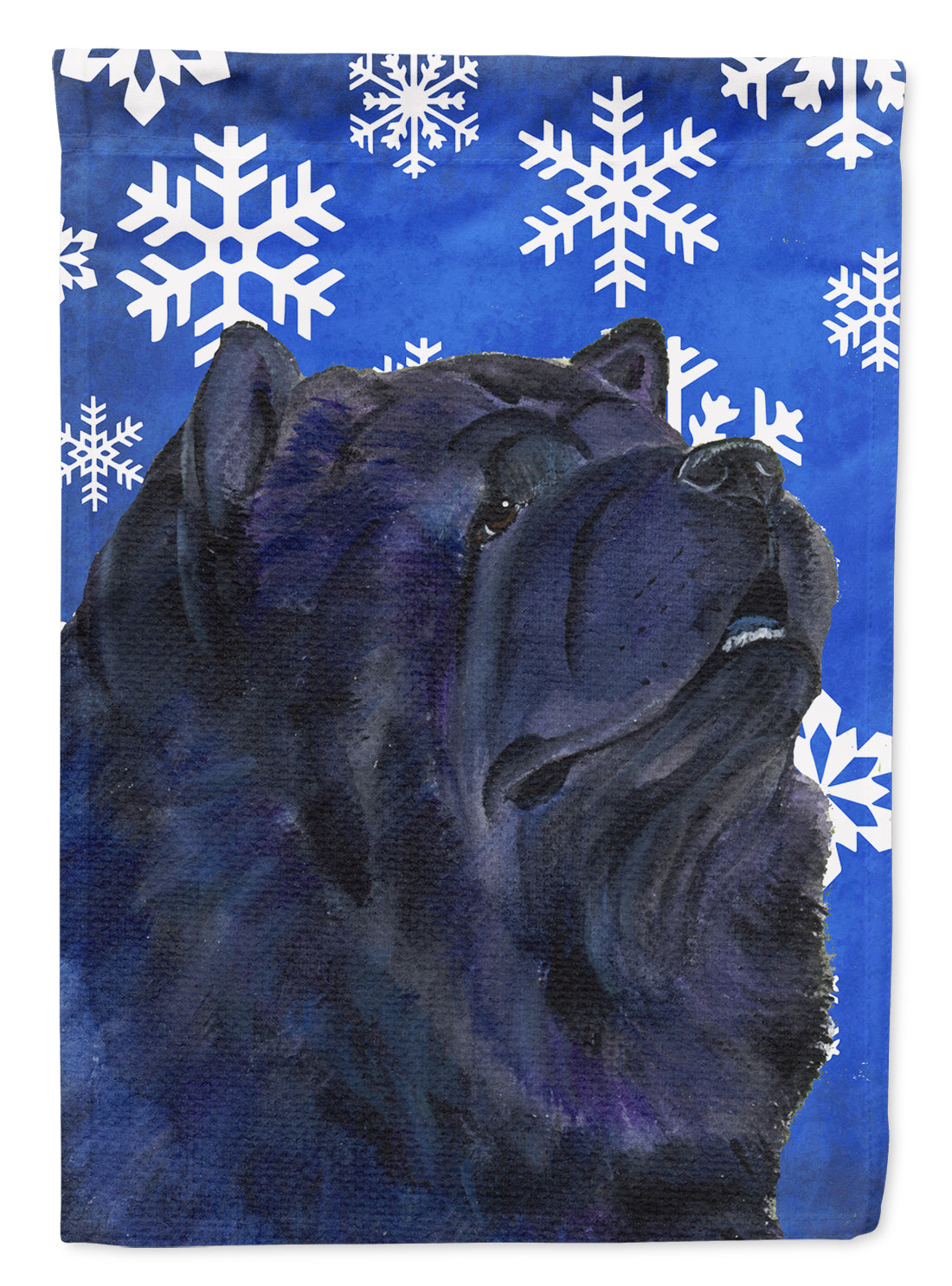 Chow Chow Winter Snowflakes Holiday Flag Canvas House Size  the-store.com.