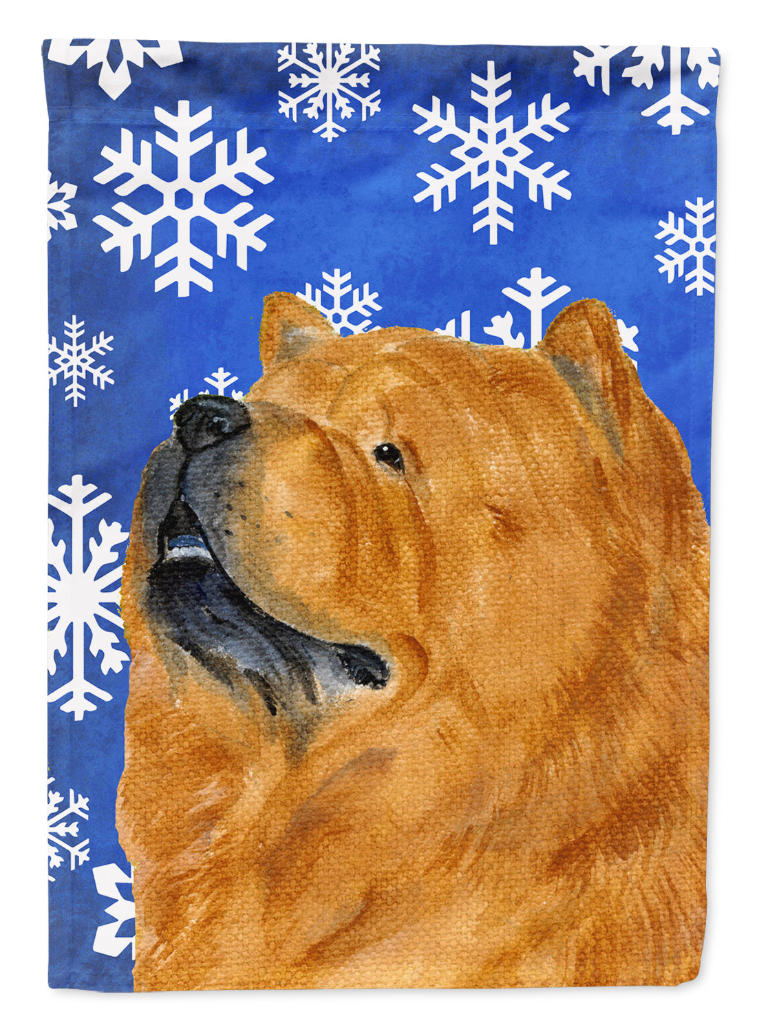 Chow Chow Winter Snowflakes Holiday Flag Canvas House Size  the-store.com.