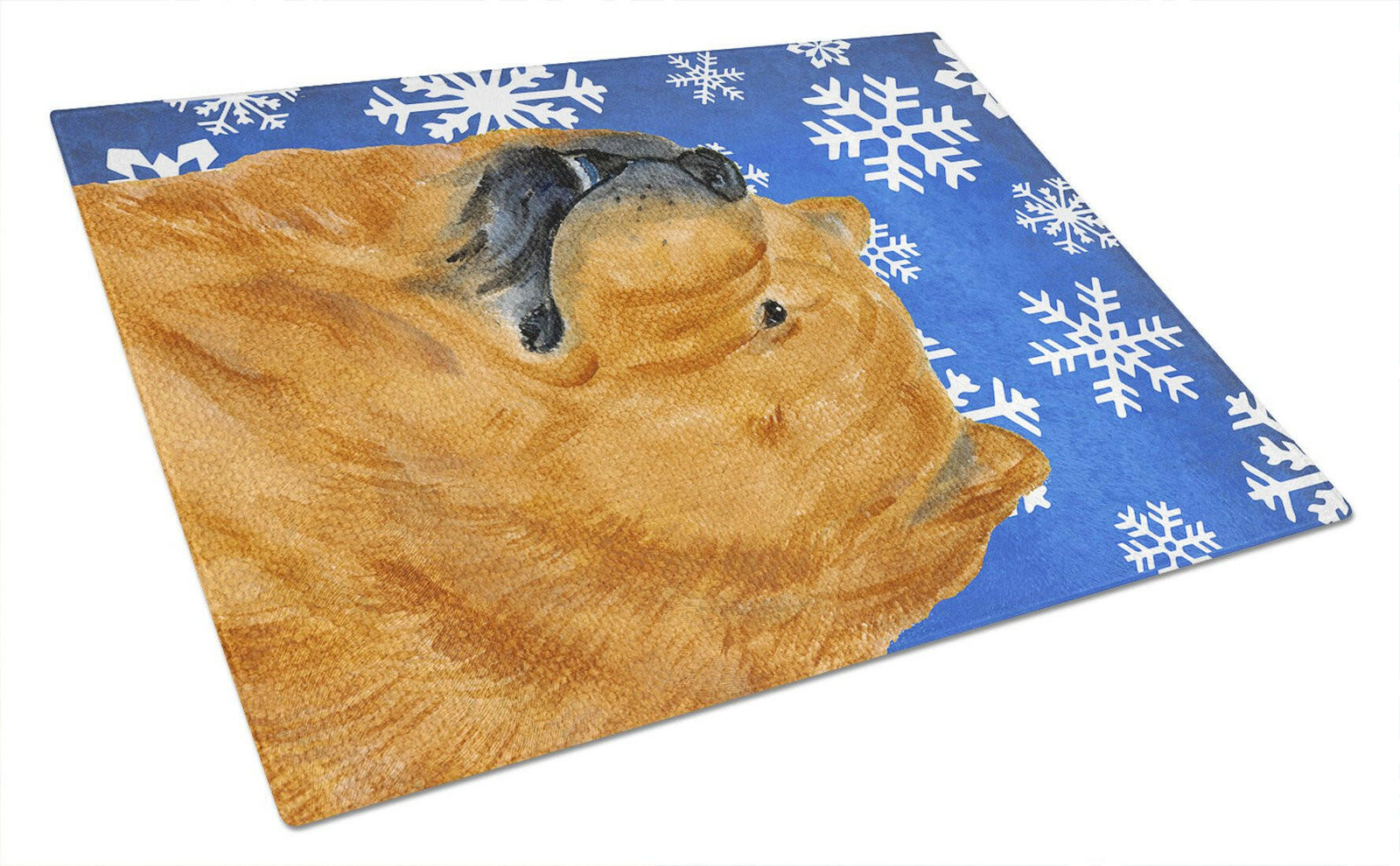 Chow Chow Winter Snowflakes Holiday Glass Cutting Board Large by Caroline's Treasures