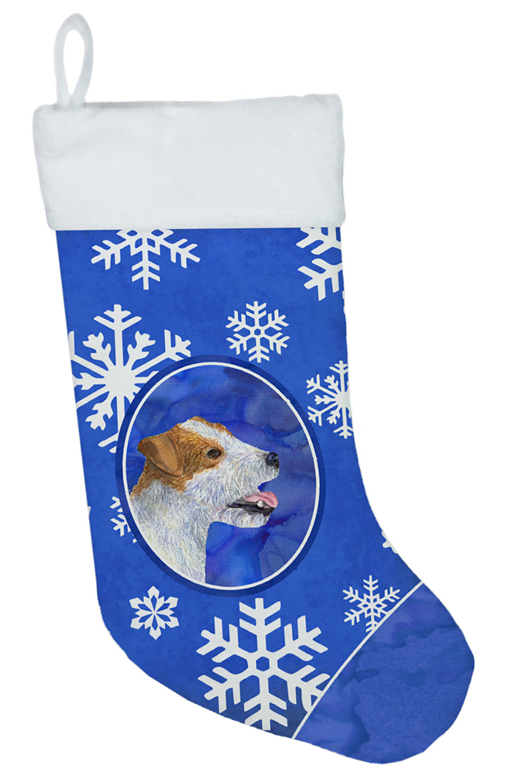 Jack Russell Terrier Winter Snowflakes Christmas Stocking SS4642  the-store.com.