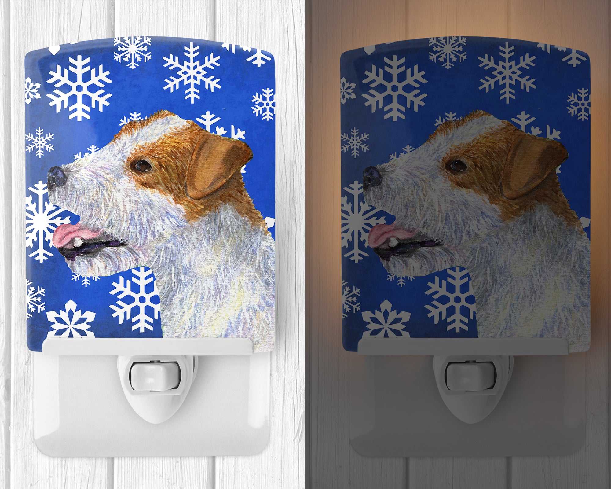 Jack Russell Terrier Winter Snowflakes Holiday Ceramic Night Light SS4642CNL - the-store.com