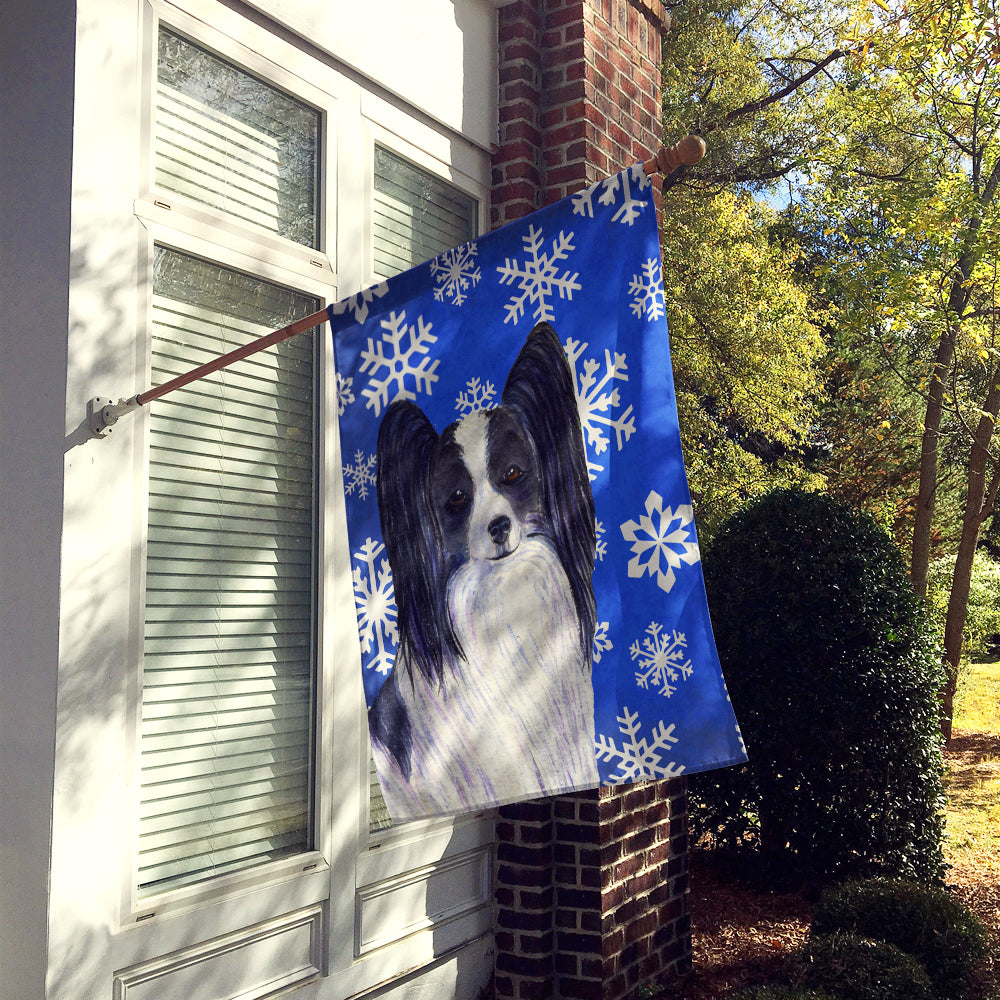 Papillon Winter Snowflakes Holiday Flag Canvas House Size  the-store.com.