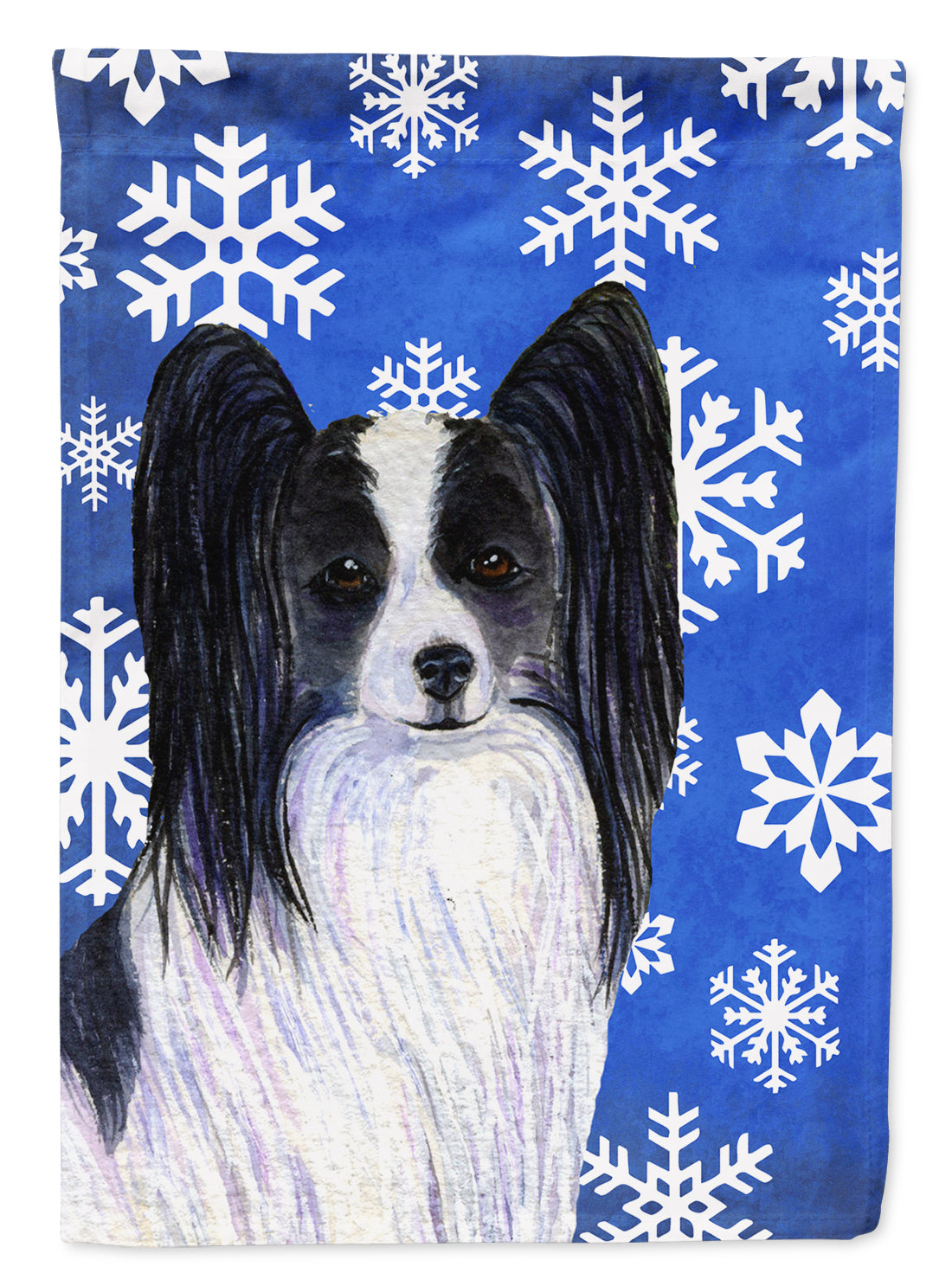 Papillon Winter Snowflakes Holiday Flag Canvas House Size  the-store.com.