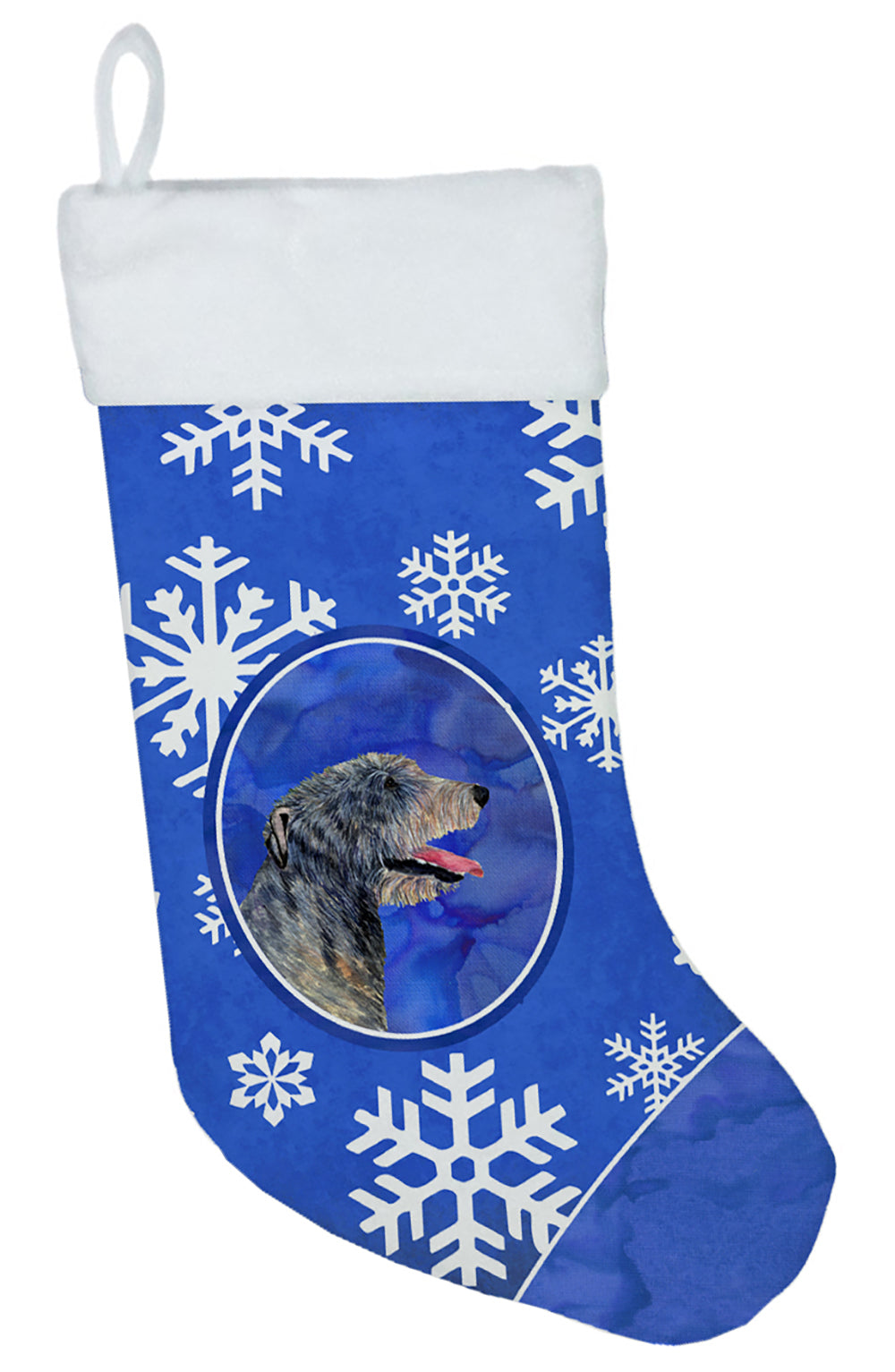 Irish Wolfhound Winter Snowflakes Christmas Stocking SS4644  the-store.com.