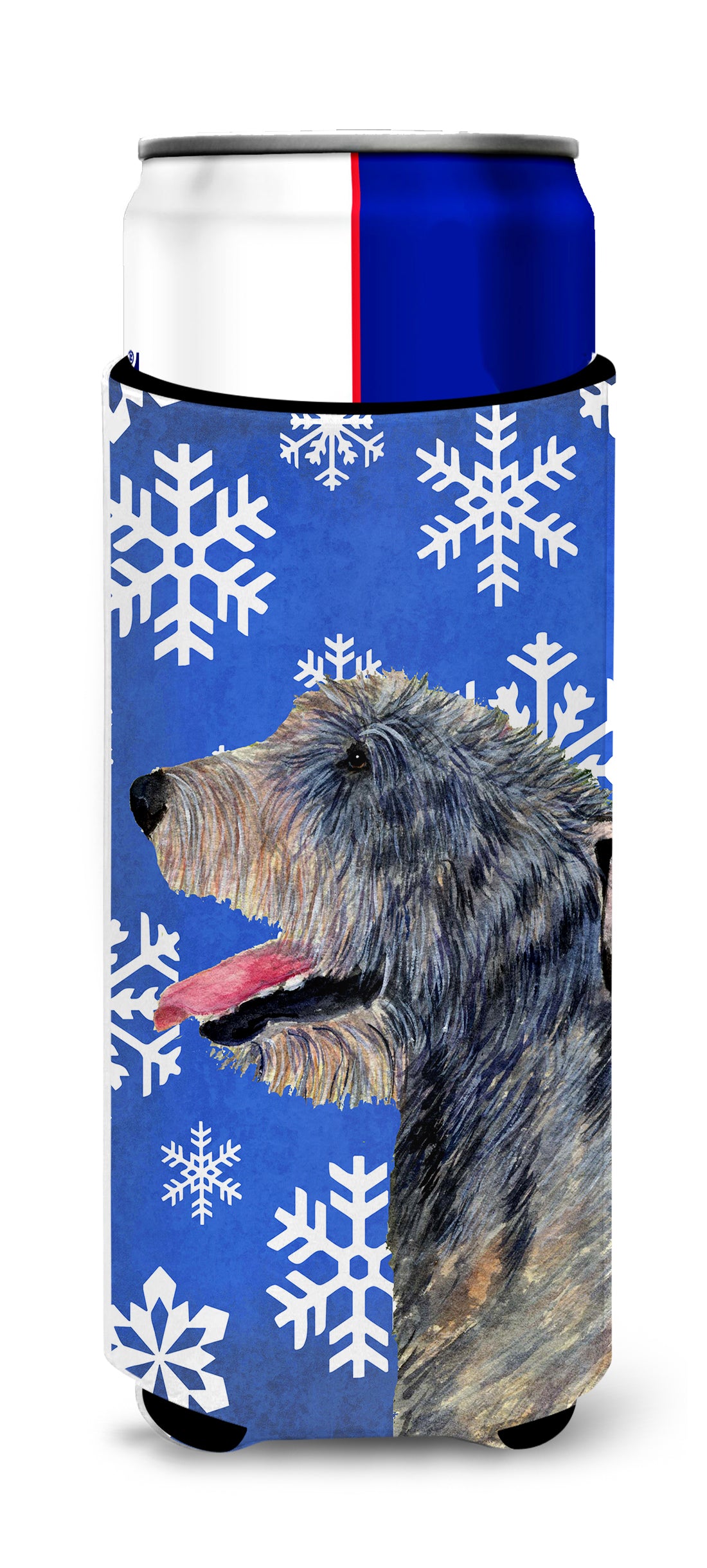 Irish Wolfhound Winter Snowflakes Holiday Ultra Beverage Insulators for slim cans SS4644MUK.