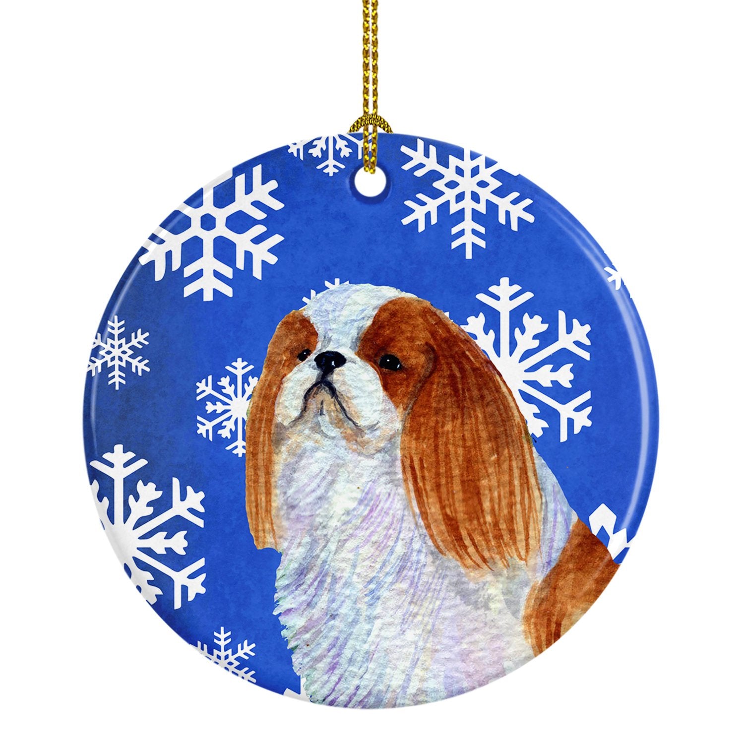 English Toy Spaniel Winter Snowflakes Holiday Christmas Ceramic Ornament SS4645 by Caroline's Treasures