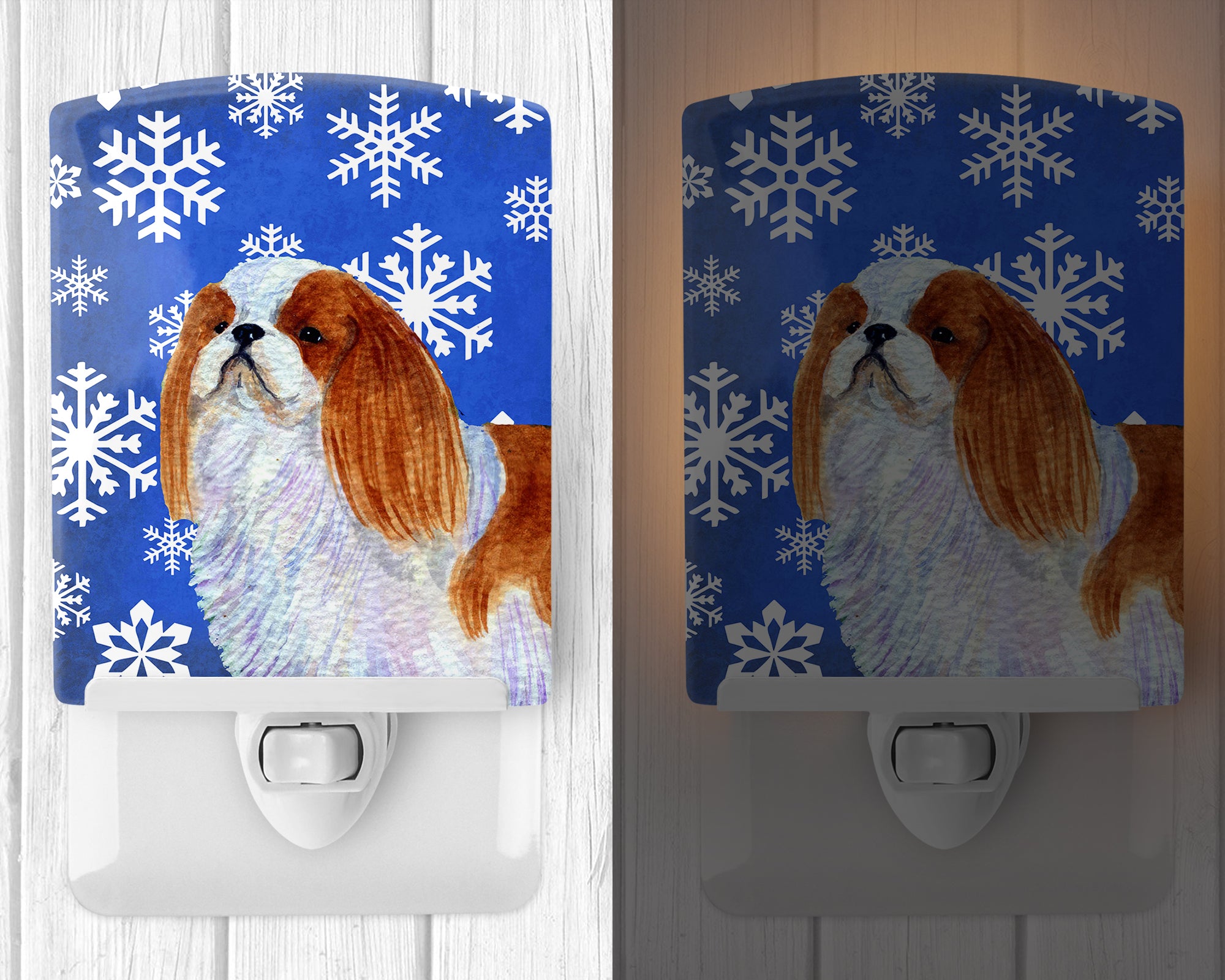 English Toy Spaniel Winter Snowflakes Holiday Ceramic Night Light SS4645CNL - the-store.com