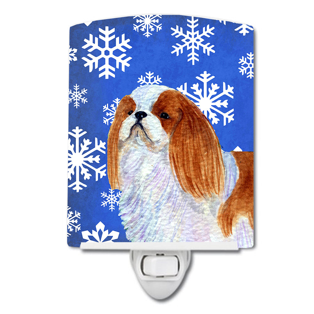 English Toy Spaniel Winter Snowflakes Holiday Ceramic Night Light SS4645CNL - the-store.com