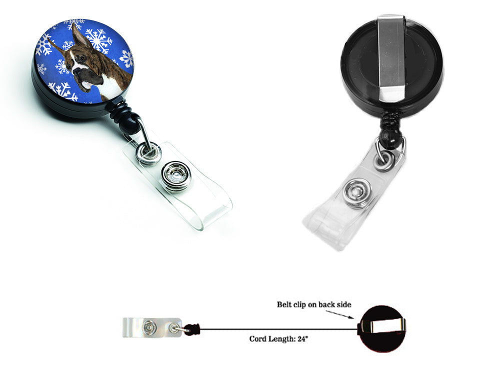 Boxer Winter Snowflakes Holiday Retractable Badge Reel SS4646BR  the-store.com.