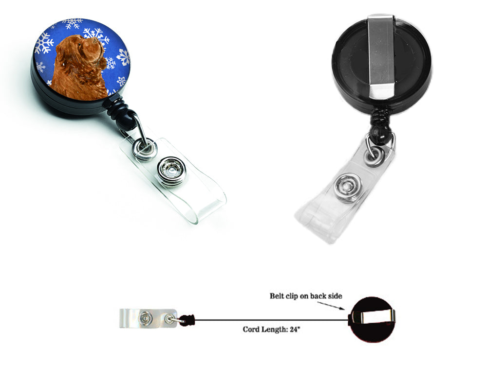 Sussex Spaniel Winter Snowflakes Holiday Retractable Badge Reel SS4648BR  the-store.com.