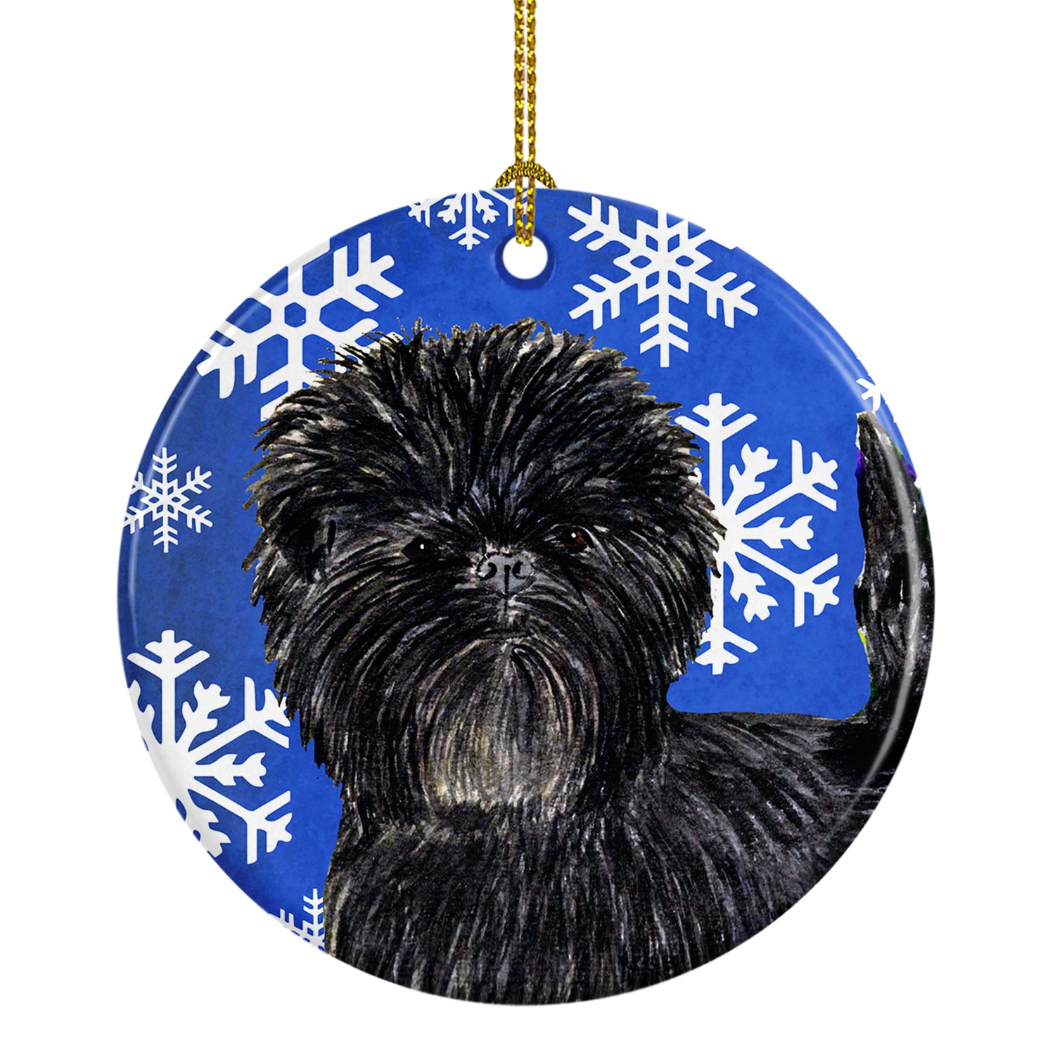 Affenpinscher Winter Snowflakes Holiday Christmas Ceramic Ornament SS4649 - the-store.com