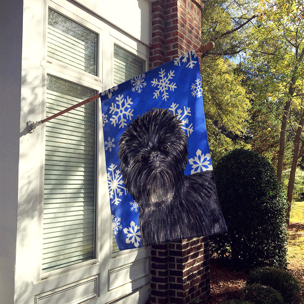 Affenpinscher Winter Snowflakes Holiday Flag Canvas House Size  the-store.com.