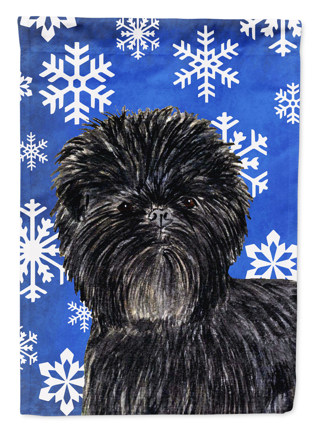 Affenpinscher Winter Snowflakes Holiday Flag Garden Size.