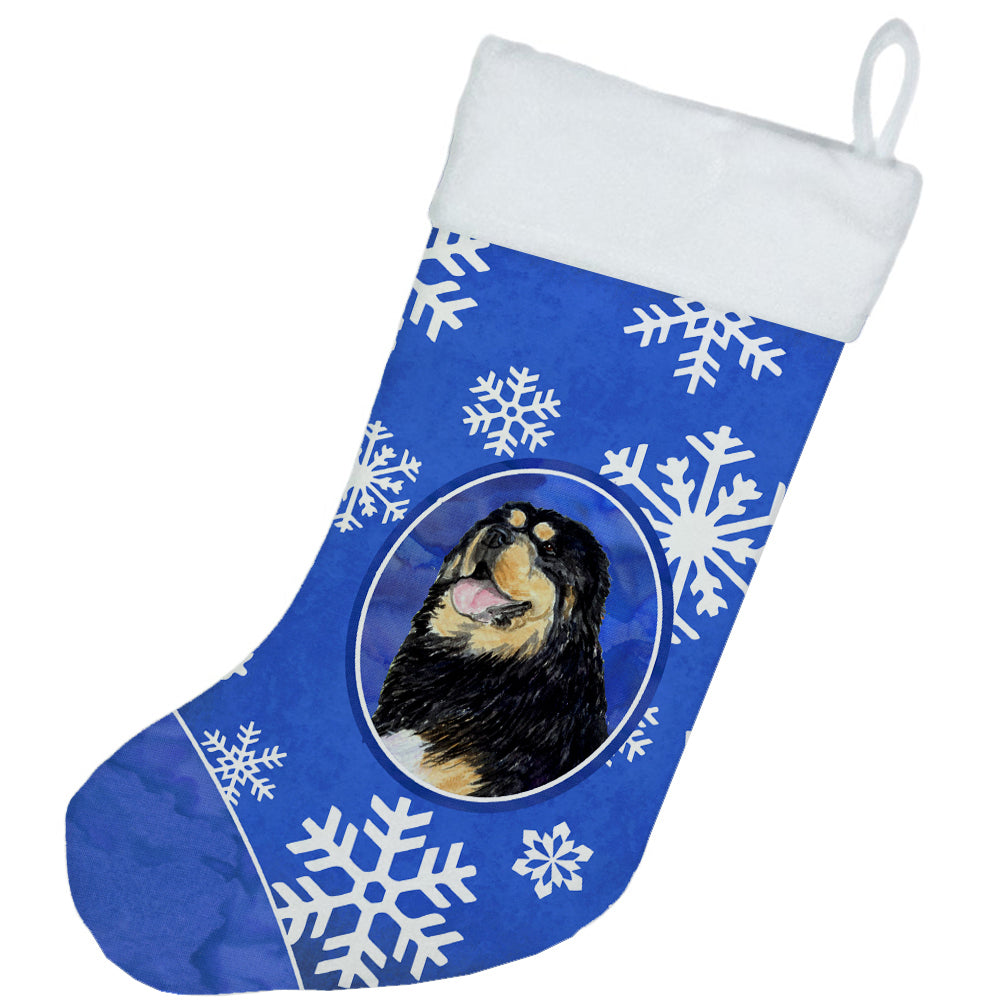 Tibetan Mastiff Winter Snowflakes Christmas Stocking SS4650  the-store.com.