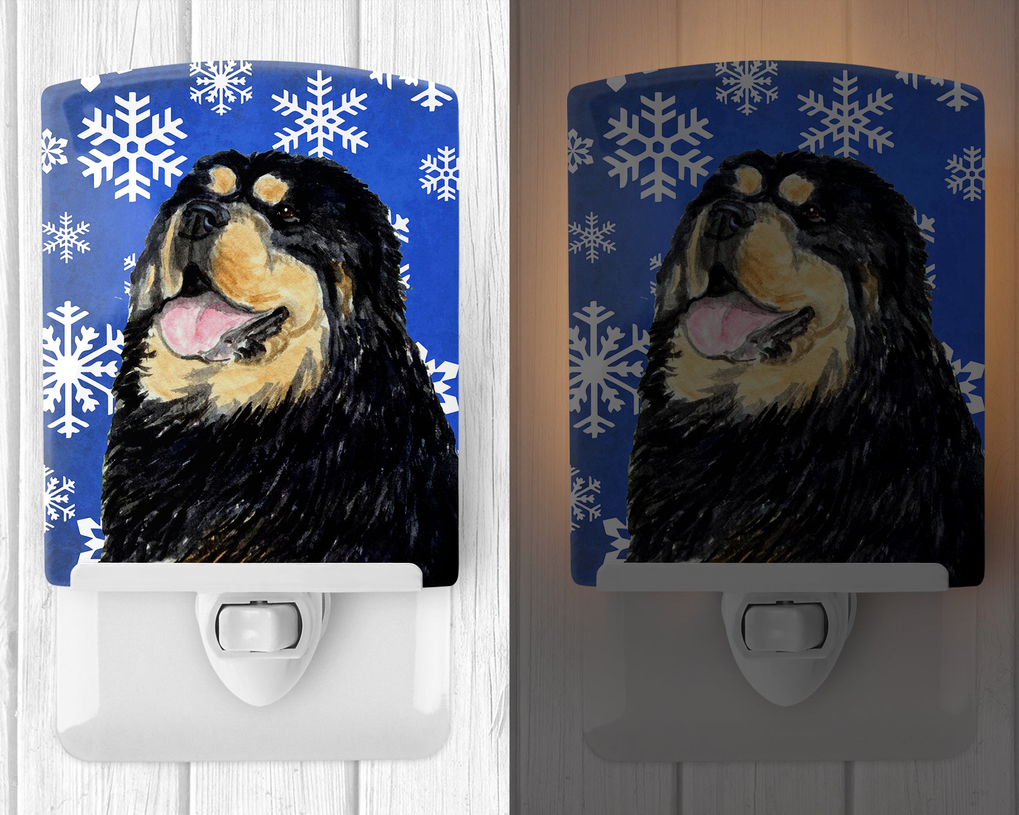 Tibetan Mastiff Winter Snowflakes Holiday Ceramic Night Light SS4650CNL - the-store.com