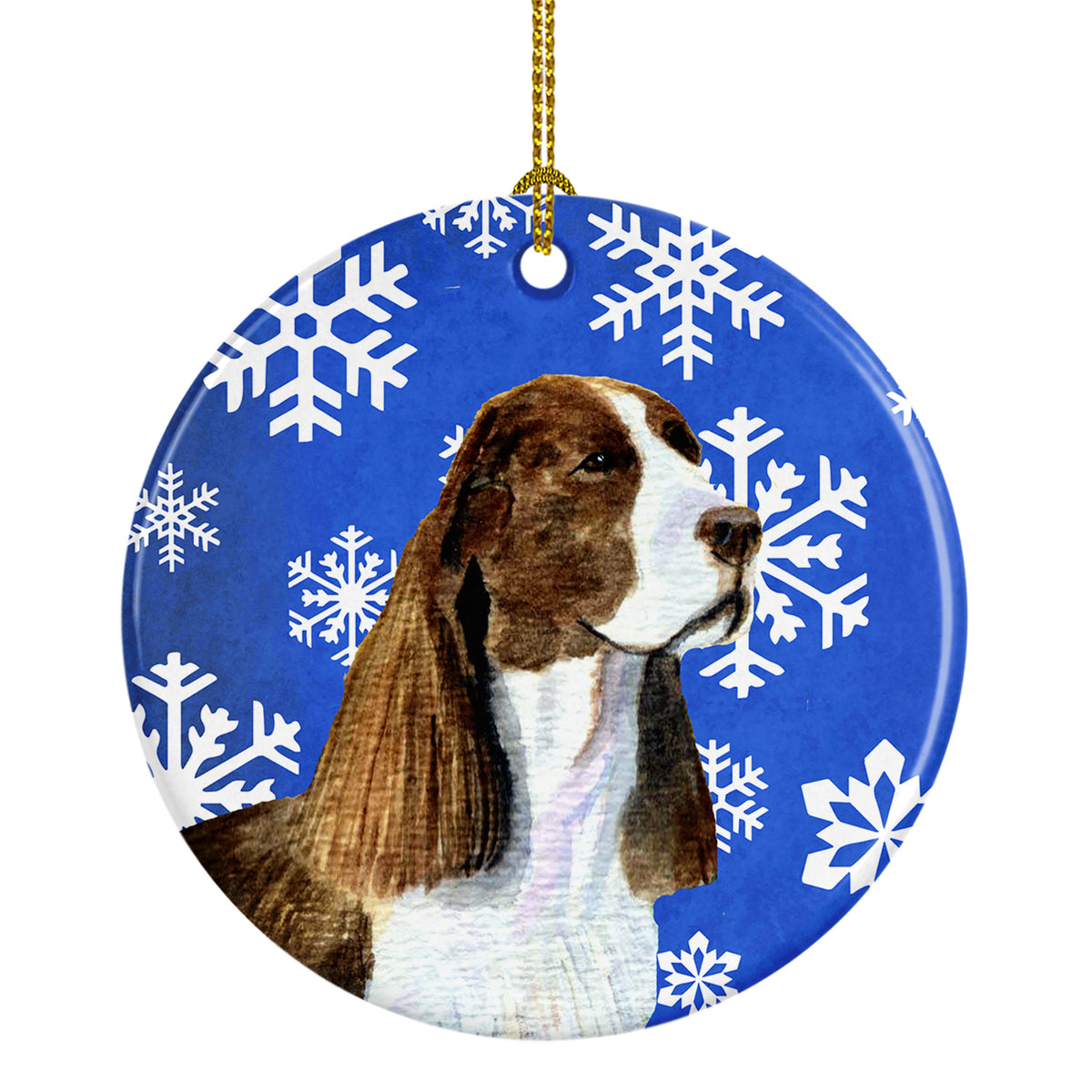 Springer Spaniel Winter Snowflakes Holiday Christmas Ceramic Ornament SS4651 - the-store.com