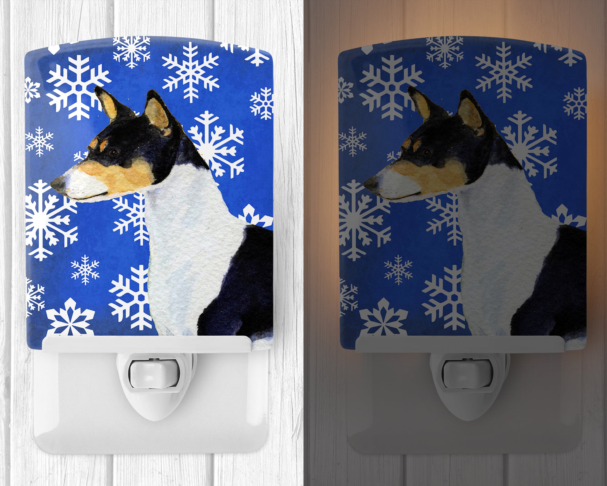 Basenji Winter Snowflakes Holiday Ceramic Night Light SS4652CNL - the-store.com