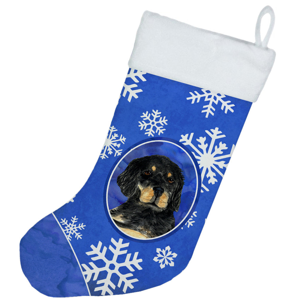 Gordon Setter Winter Snowflakes Christmas Stocking SS4653  the-store.com.