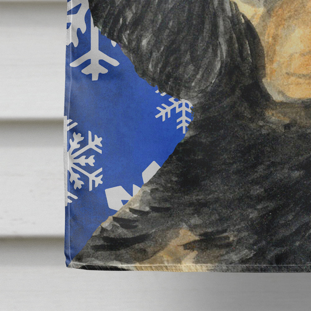 Gordon Setter Winter Snowflakes Holiday Flag Canvas House Size  the-store.com.