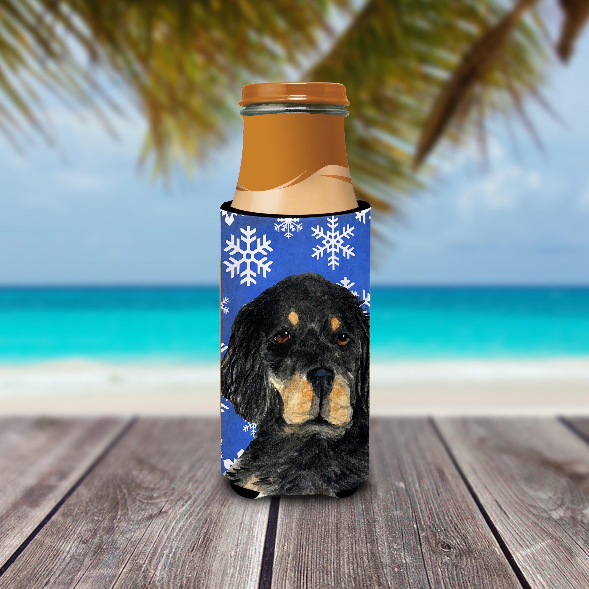 Gordon Setter Winter Snowflakes Holiday Ultra Beverage Insulators for slim cans SS4653MUK.