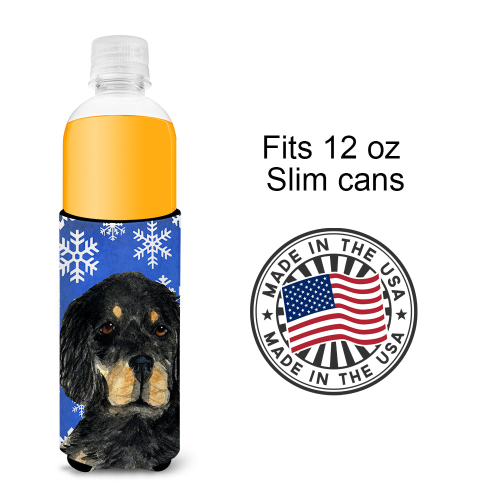 Gordon Setter Winter Snowflakes Holiday Ultra Beverage Insulators for slim cans SS4653MUK.