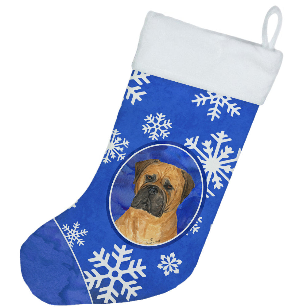 Bullmastiff Winter Snowflakes Christmas Stocking SS4655  the-store.com.