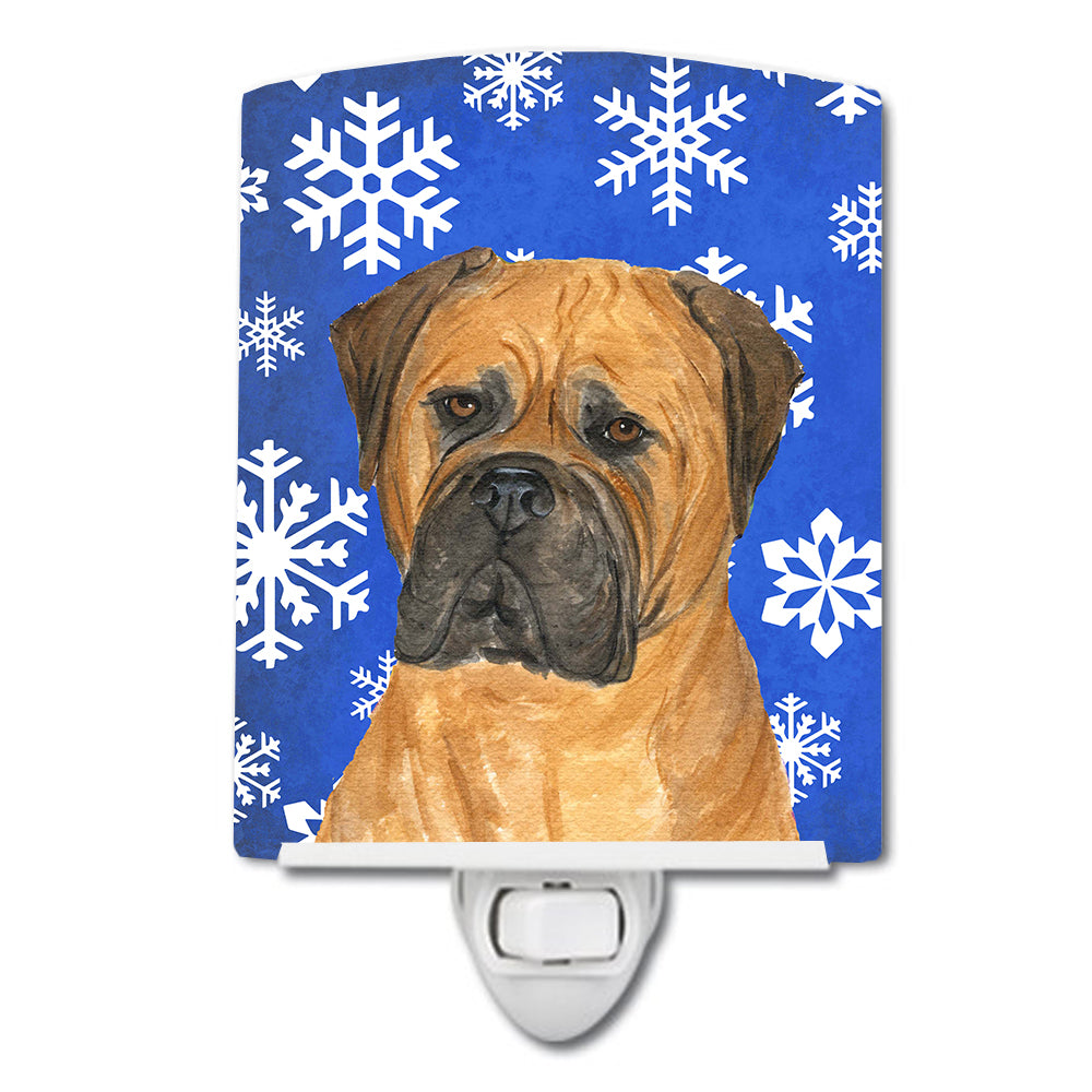 Bullmastiff Winter Snowflakes Holiday Ceramic Night Light SS4655CNL - the-store.com