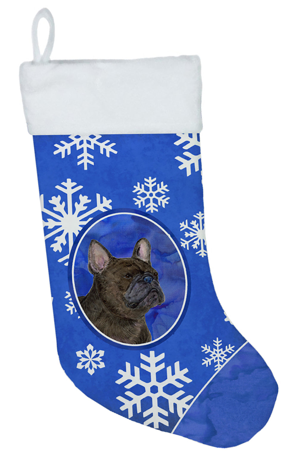French Bulldog Winter Snowflakes Christmas Stocking SS4657  the-store.com.
