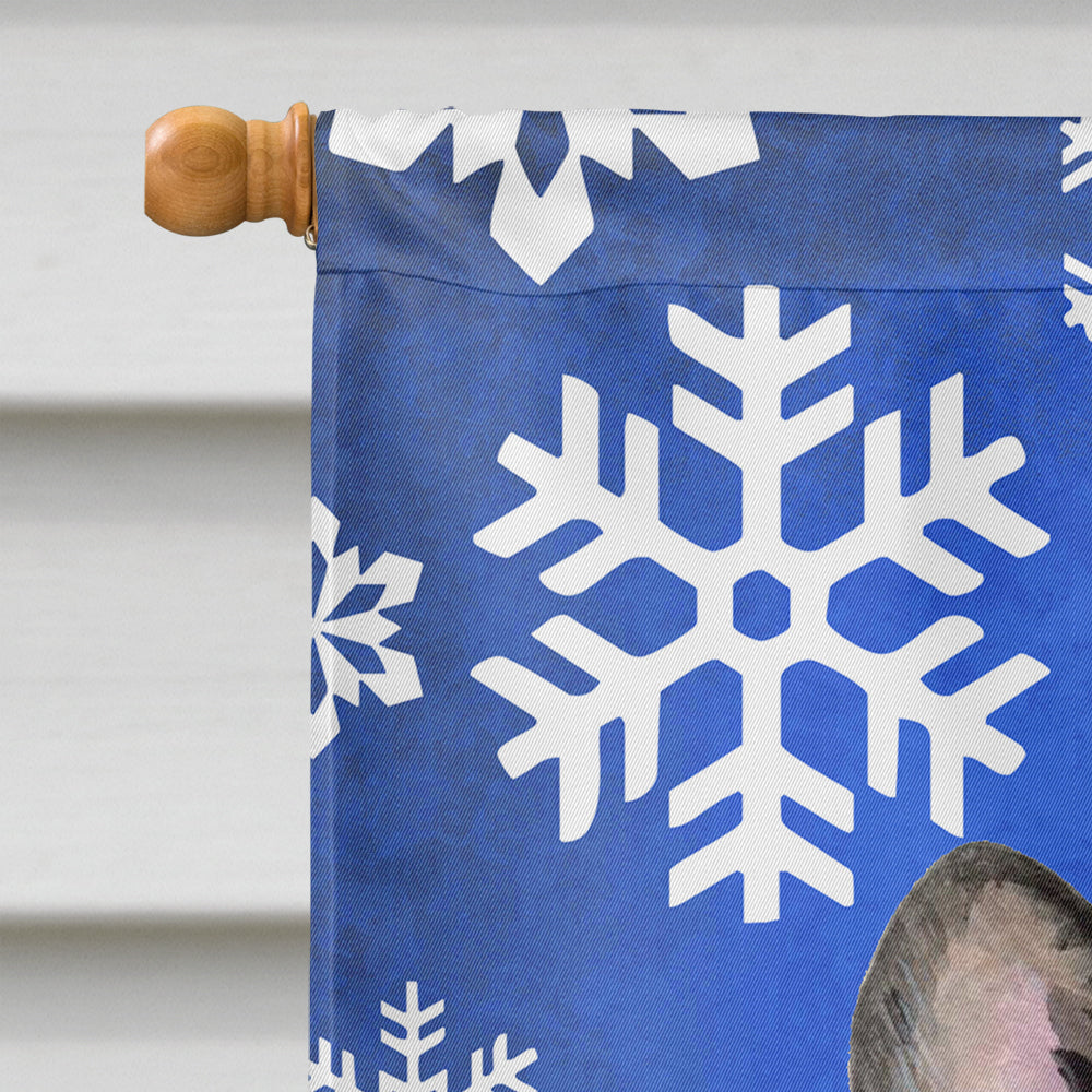 French Bulldog Winter Snowflakes Holiday Flag Canvas House Size  the-store.com.