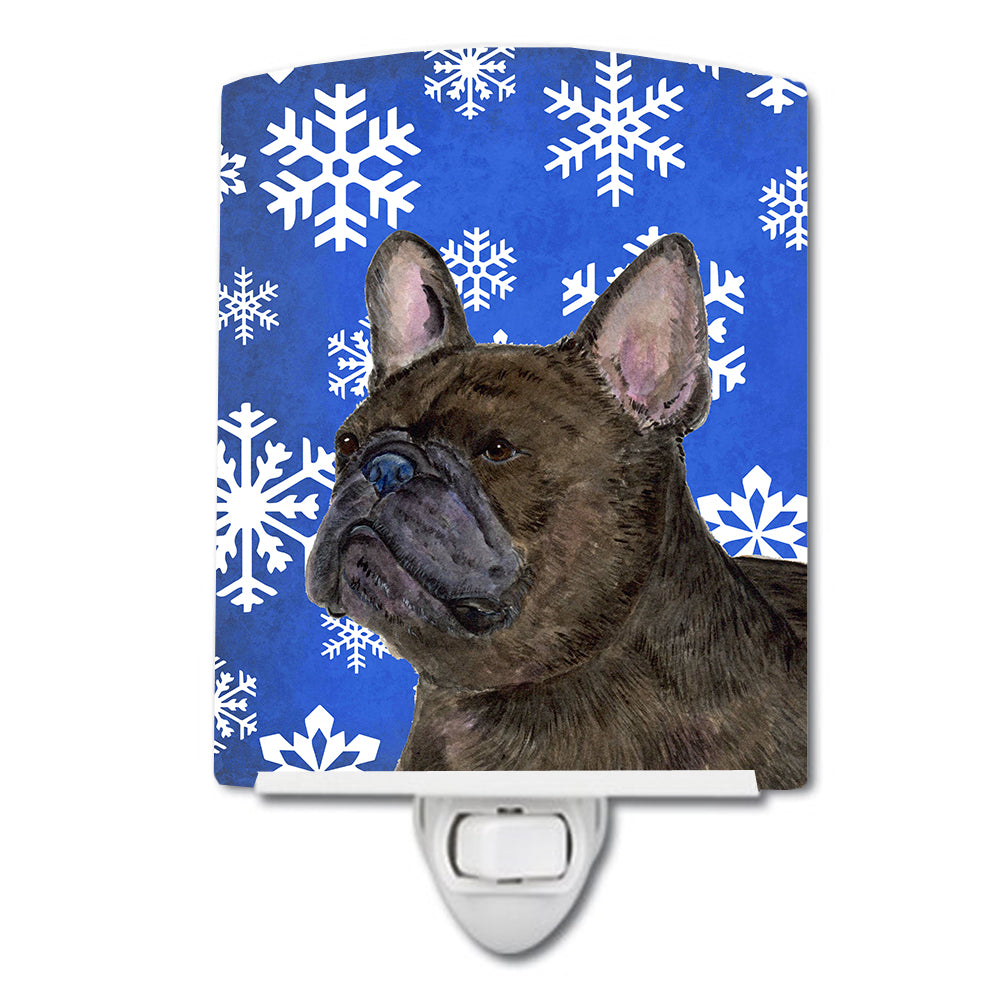 French Bulldog Winter Snowflakes Holiday Ceramic Night Light SS4657CNL - the-store.com