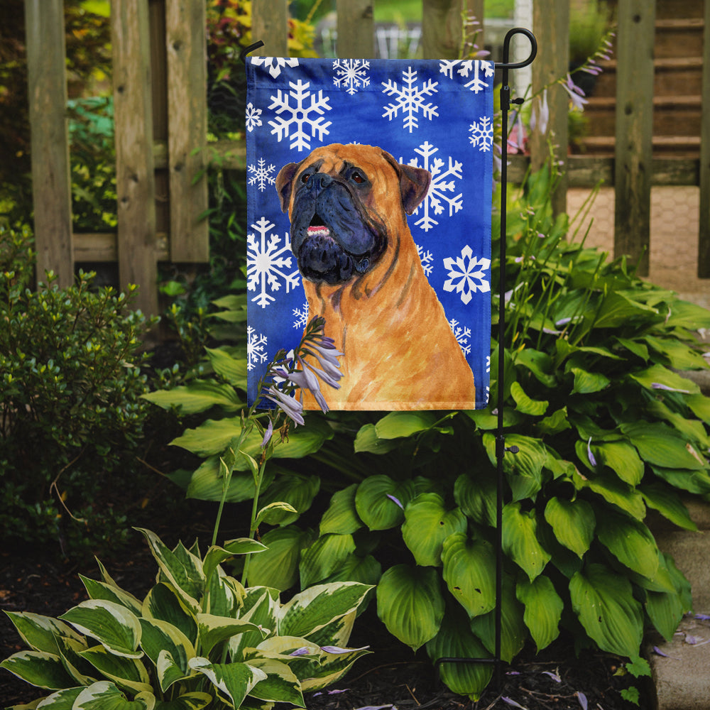 Mastiff Winter Snowflakes Holiday Flag Garden Size.