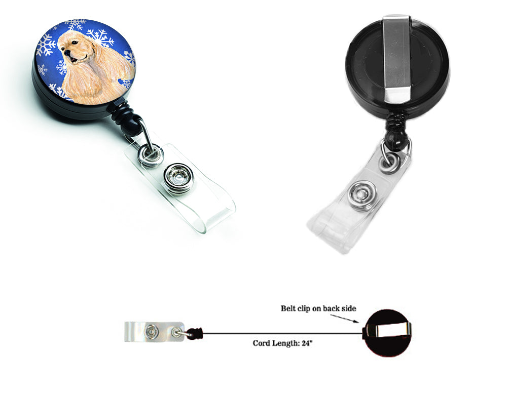 Cocker Spaniel Winter Snowflakes Holiday Retractable Badge Reel SS4660BR  the-store.com.