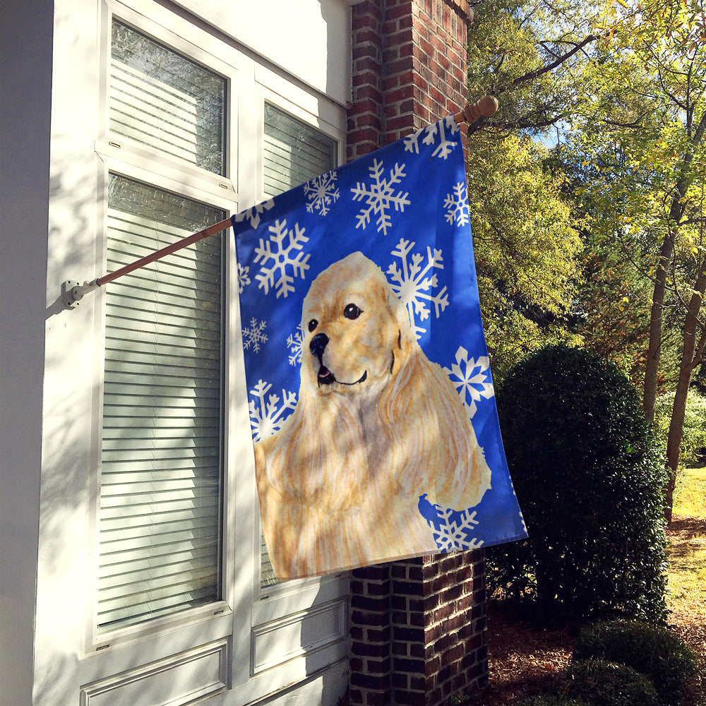 Cocker Spaniel Winter Snowflakes Holiday Flag Canvas House Size  the-store.com.