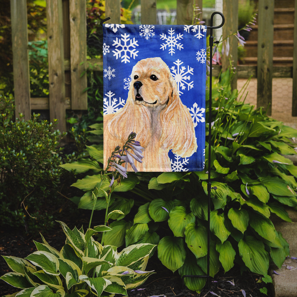 Cocker Spaniel Winter Snowflakes Holiday Flag Garden Size.