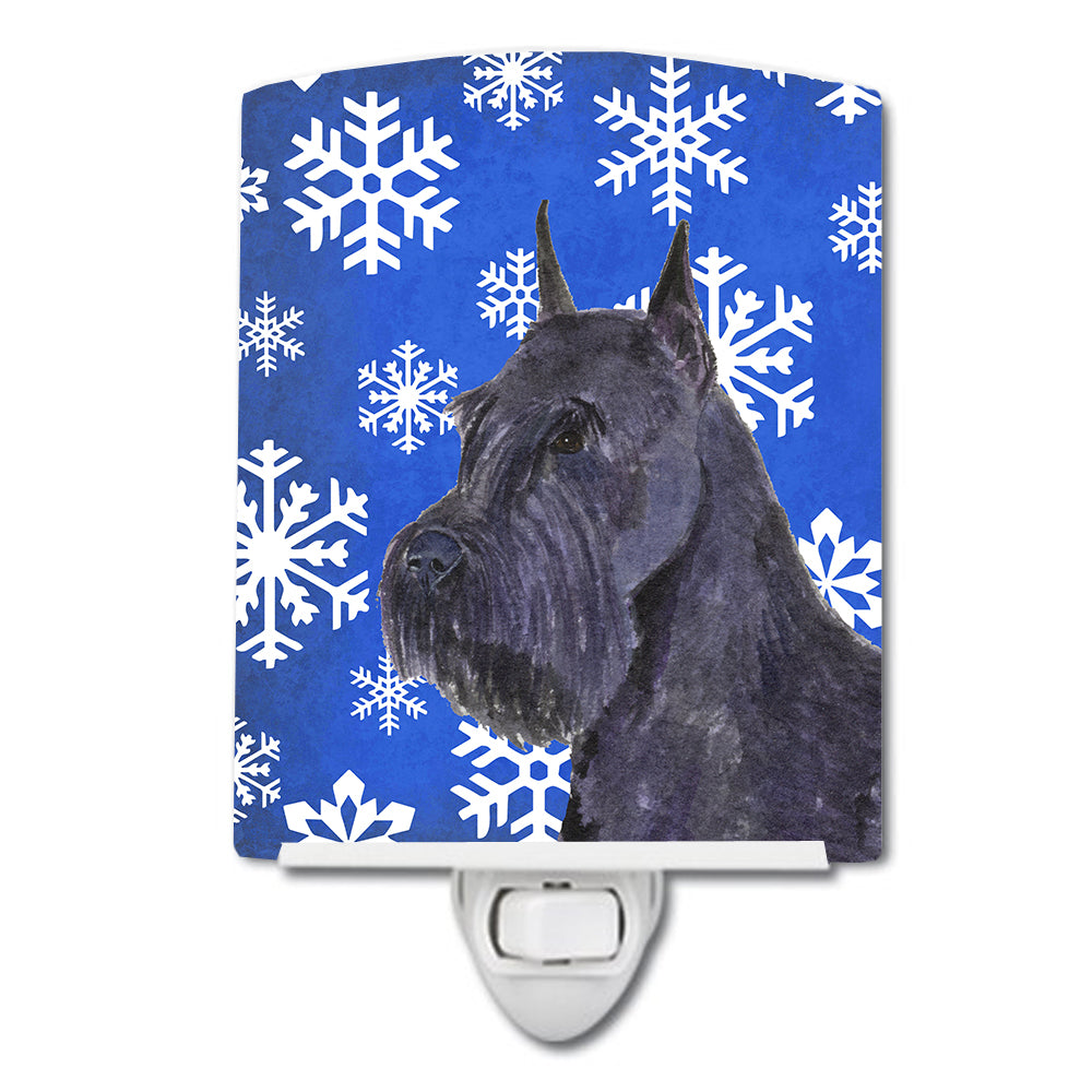 Schnauzer Winter Snowflakes Holiday Ceramic Night Light SS4661CNL - the-store.com