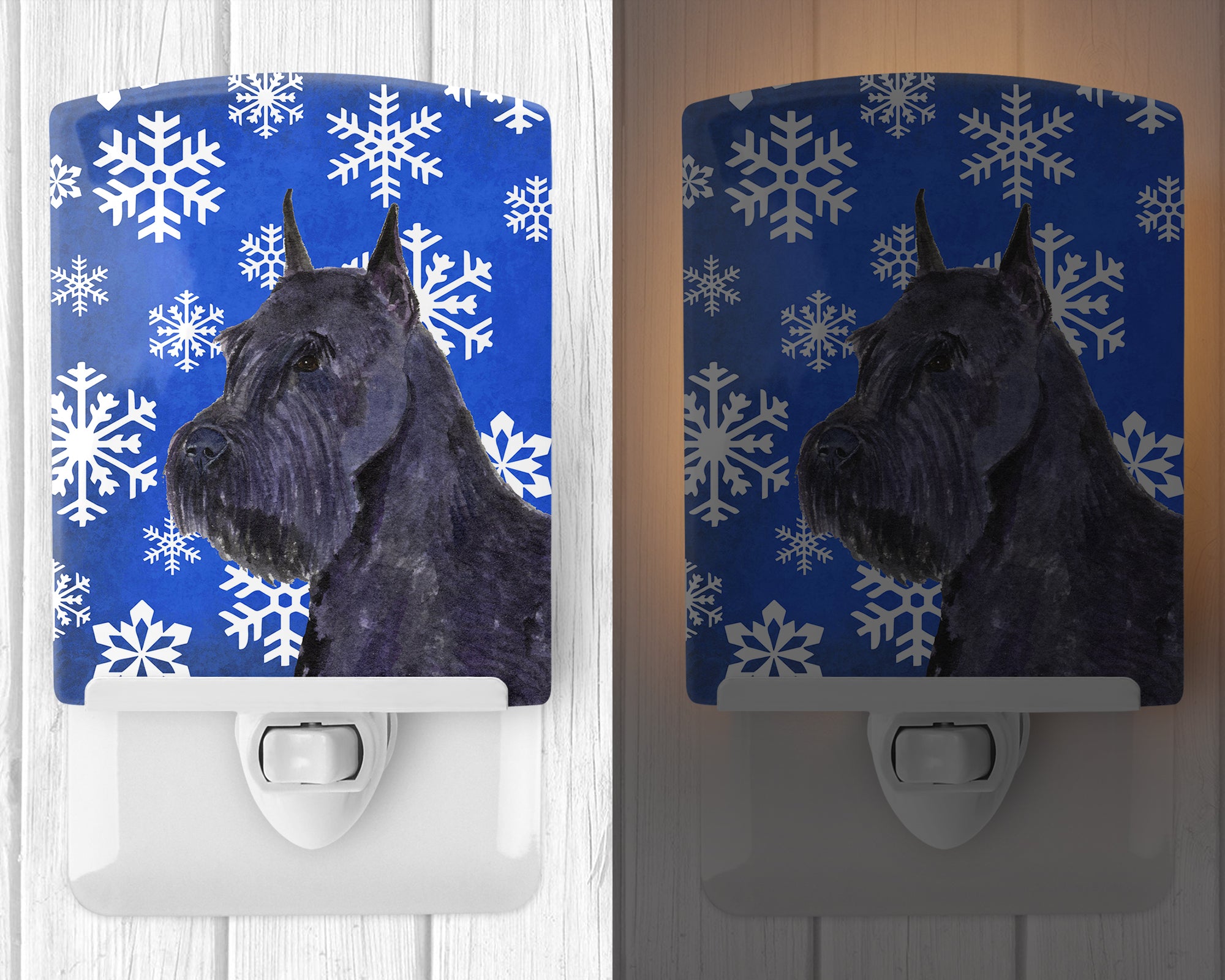 Schnauzer Winter Snowflakes Holiday Ceramic Night Light SS4661CNL - the-store.com