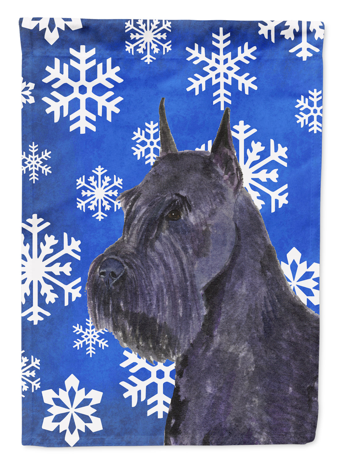 Schnauzer Winter Snowflakes Holiday Flag Garden Size.