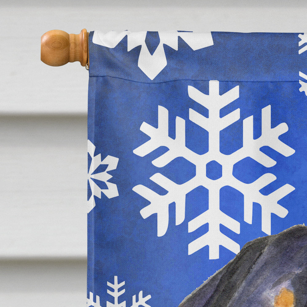 Rottweiler Winter Snowflakes Holiday Flag Canvas House Size  the-store.com.