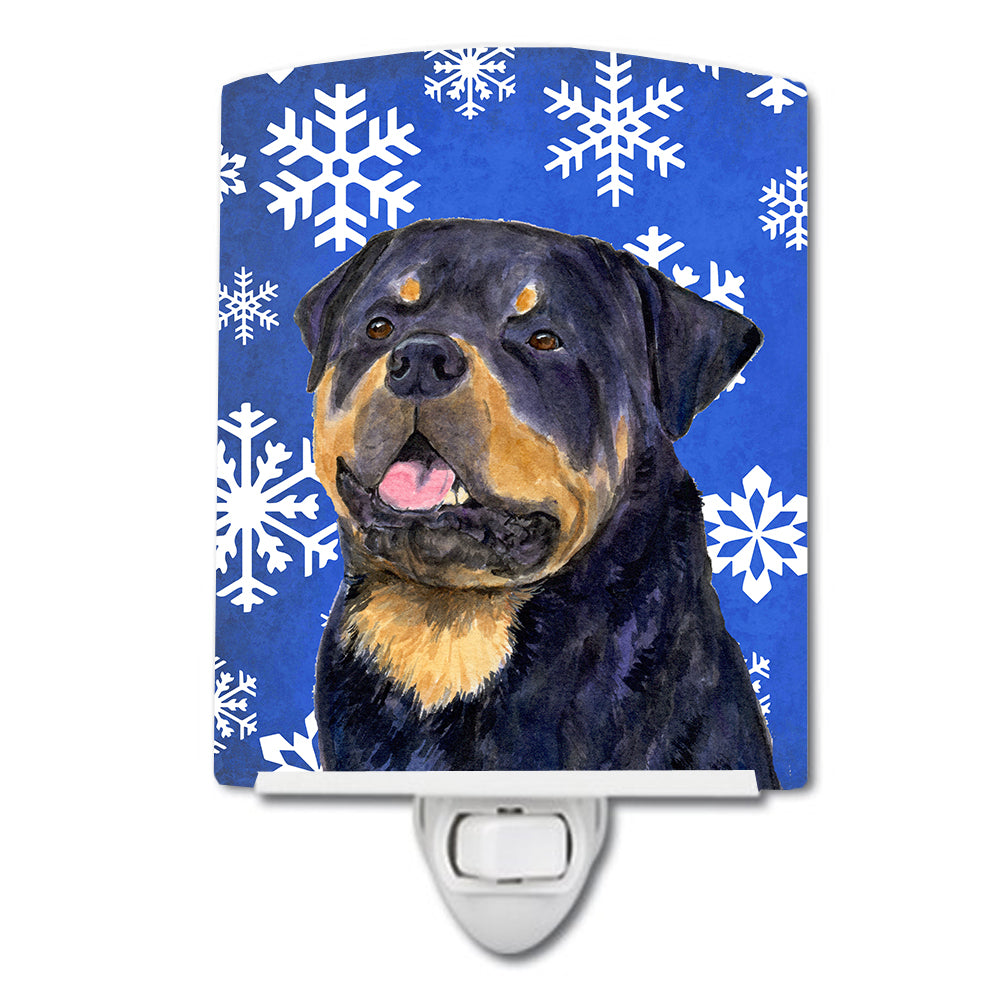 Rottweiler Winter Snowflakes Holiday Ceramic Night Light SS4662CNL - the-store.com