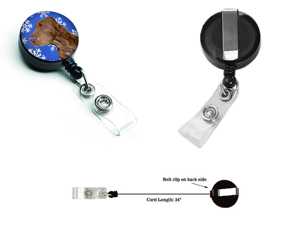 Field Spaniel Winter Snowflakes Holiday Retractable Badge Reel SS4663BR  the-store.com.